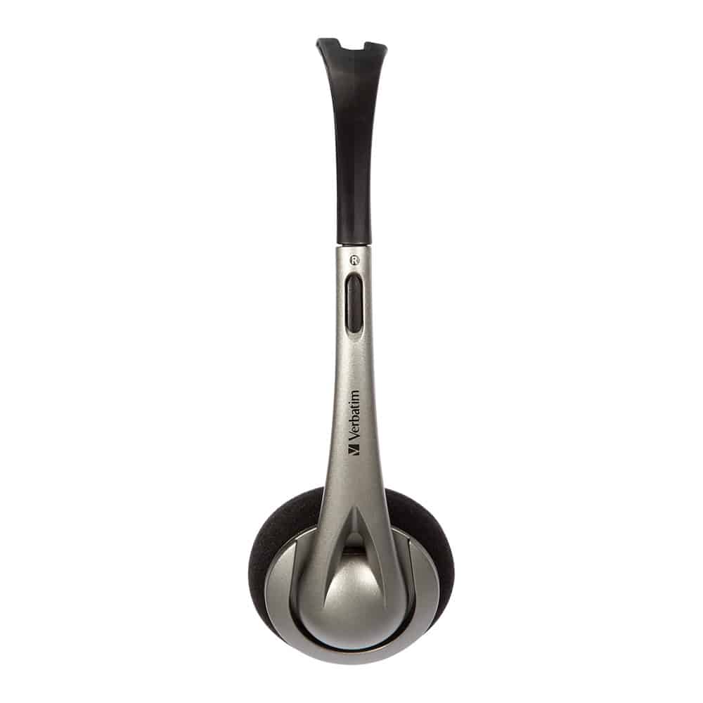 Verbatim Multimedia Headset with Boom Mic Headphone, Volume Control, USB 3.0  Grey  School, Office, Business. Retail Pack