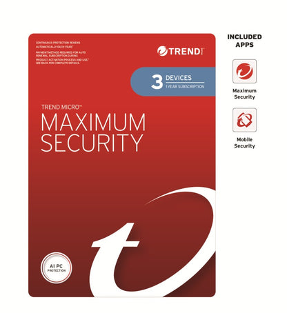 Trend Micro Maximum Security (3 Devices) 1 Year Retail Mini Box Auto Renew