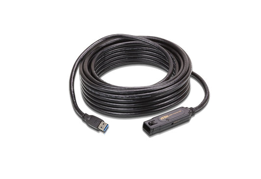 Aten USB 3.1 Gen 1 10m Extender Cable with AC Adapter, support 5 Gbps data-rate, daisy-chain up to 50m, unique locker head design