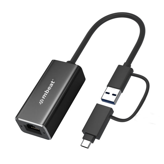 mbeat 2-in-1 USB 3.1 Gigabit LAN Adapter with USB-C Converter  USB 3.1  RJ45  Transfer Speed: 10 100 1000Mbps Weight: 32.6g