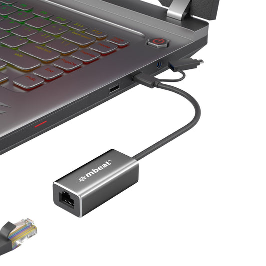 mbeat 2-in-1 USB 3.1 Gigabit LAN Adapter with USB-C Converter  USB 3.1  RJ45  Transfer Speed: 10 100 1000Mbps Weight: 32.6g
