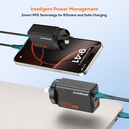 mbeat Gorilla Power PD 65W GaN II USB-C Charger 50pct smaller than the standard Supports a wide range of devices Product Weight: 109g