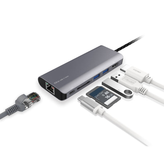 mbeat   ftElite ft USB Type-C Multifunction Dock - USB-C 4k HDMI LAN Card Reader Aluminum Casing Compatible with MAC Desktop PC Notebook Laptop Devices