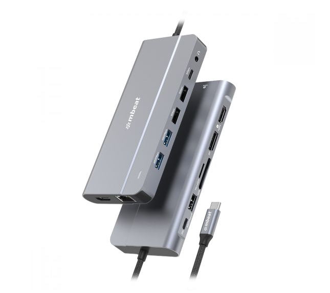 mbeat Elite X14 Triple 4K Display Multi-Port USB-C Hub USB-C 3.2 Gen 2  1, Supports USB-C DisplayPort 1.4 (DP-Alt Mode)  HDMI 2.0 Version  2, Max.