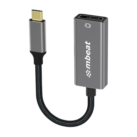 mbeat Elite USB-C to Display Port Adapter  -Converts USB-C to DisplayPort female port, 4K 60Hz (38402160),  15cm - Space Grey Weight: 30g