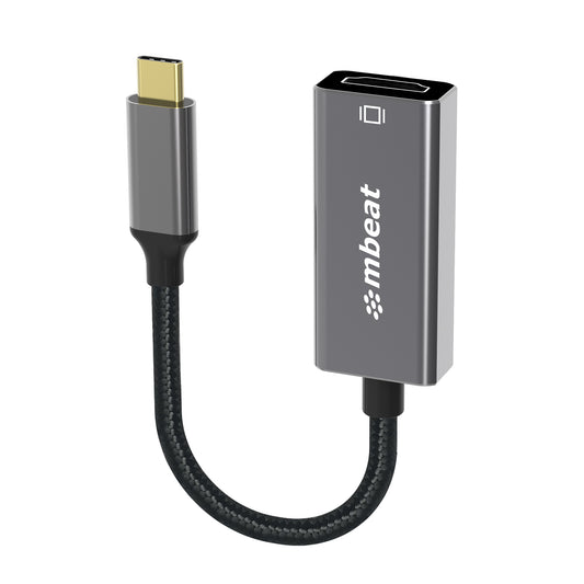 mbeat Elite USB-C to HDMI Adapter - Converts USB-C  to HDMI Female Port, Supports 4K 60Hz (38402160), Gold Plated, Aluminium, Nylon braided Cable