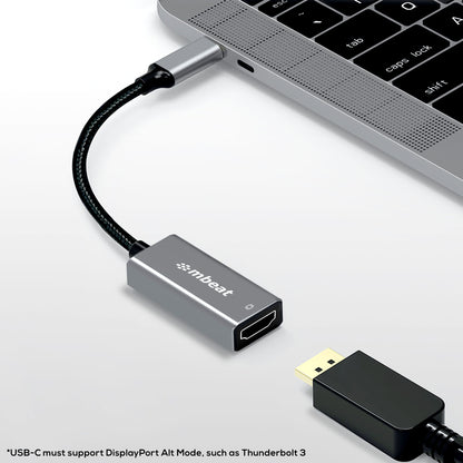 mbeat Elite USB-C to HDMI Adapter - Converts USB-C  to HDMI Female Port, Supports 4K 60Hz (38402160), Gold Plated, Aluminium, Nylon braided Cable