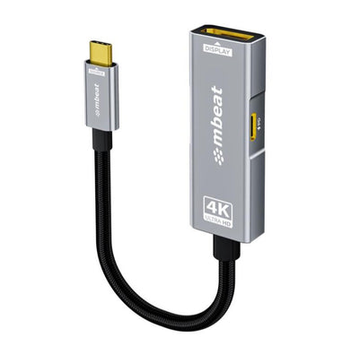 mbeat Tough Link USB-C to DP Adapter with 100W PD - Space Grey 4K (3840 x 2160)  60Hz, 2K (2560 x 1440)  144Hz, 1080p (1920 x 1080)  240Hz