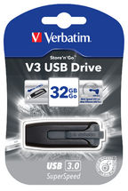 Verbatim 32GB V3 USB3.0 Grey Store ftn ftGo V3 Retractable USB Storage Drive Memory Stick