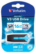 Verbatim 16GB V3 USB3.0 Blue Store ftn ftGo V3 Rectractable USB Storage Drive Memory Stick (LS)