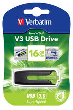 Verbatim 16GB V3 USB3.0 Green Store ftn ftGo V3 Rectractable USB Storage Drive Memory Stick (LS)