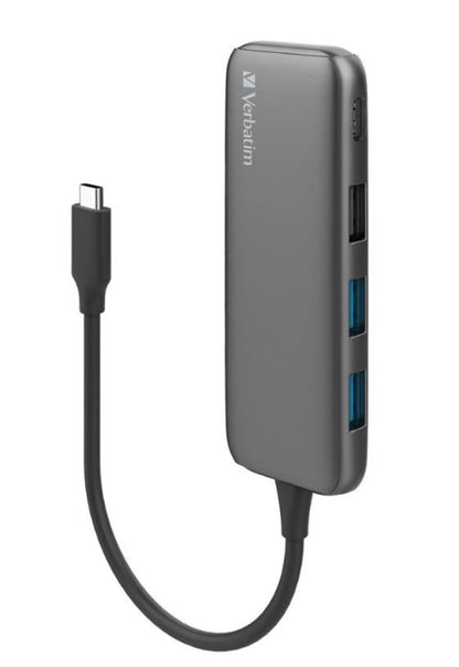 Verbatim USB-C Hub with 2x USB 3.0, 1x USB 2.0  1x USB C port - Space Grey