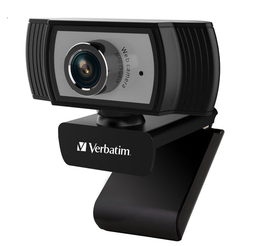 Verbatim 1080p Full HD Webcam - Black Silver FHD 1920x1080, 2.0 Mega Pixels, Compatible with Windows XP,7 8, 10, Android V5, MacOS 10.6 or Above