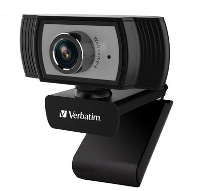 Verbatim 1080p Full HD Webcam - Black Silver FHD 1920x1080, 2.0 Mega Pixels, Compatible with Windows XP,7 8, 10, Android V5, MacOS 10.6 or Above