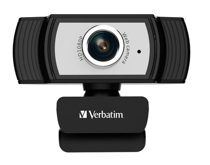 Verbatim 1080p Full HD Webcam - Black Silver FHD 1920x1080, 2.0 Mega Pixels, Compatible with Windows XP,7 8, 10, Android V5, MacOS 10.6 or Above