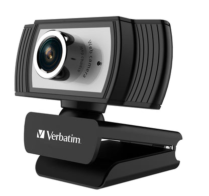 Verbatim 1080p Full HD Webcam - Black Silver FHD 1920x1080, 2.0 Mega Pixels, Compatible with Windows XP,7 8, 10, Android V5, MacOS 10.6 or Above